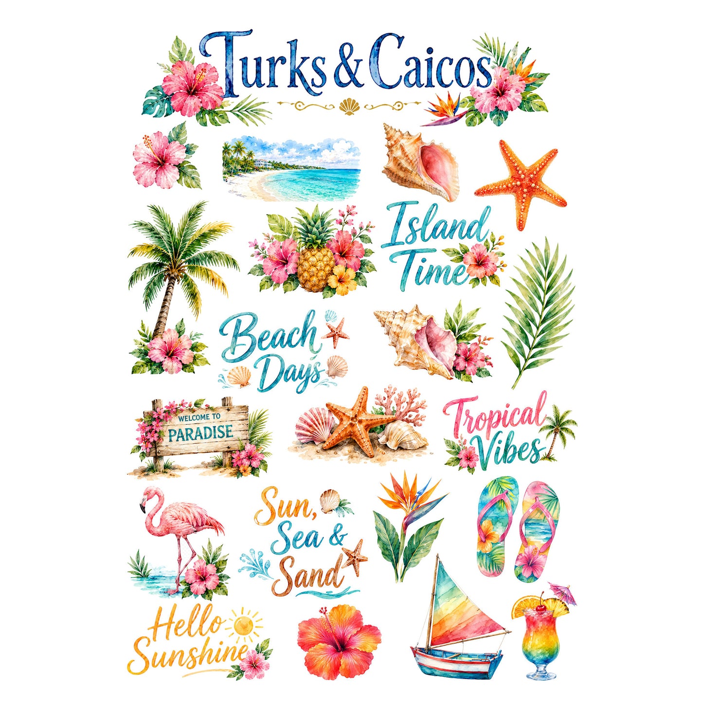 Vacation Vibes Collection Turks and Caicos Laser Cut Scrapbook Ephemera Embellishments by SSC Designs - 3 Packs