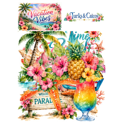 Vacation Vibes Collection Turks and Caicos Laser Cut Scrapbook Ephemera Embellishments by SSC Designs - 3 Packs