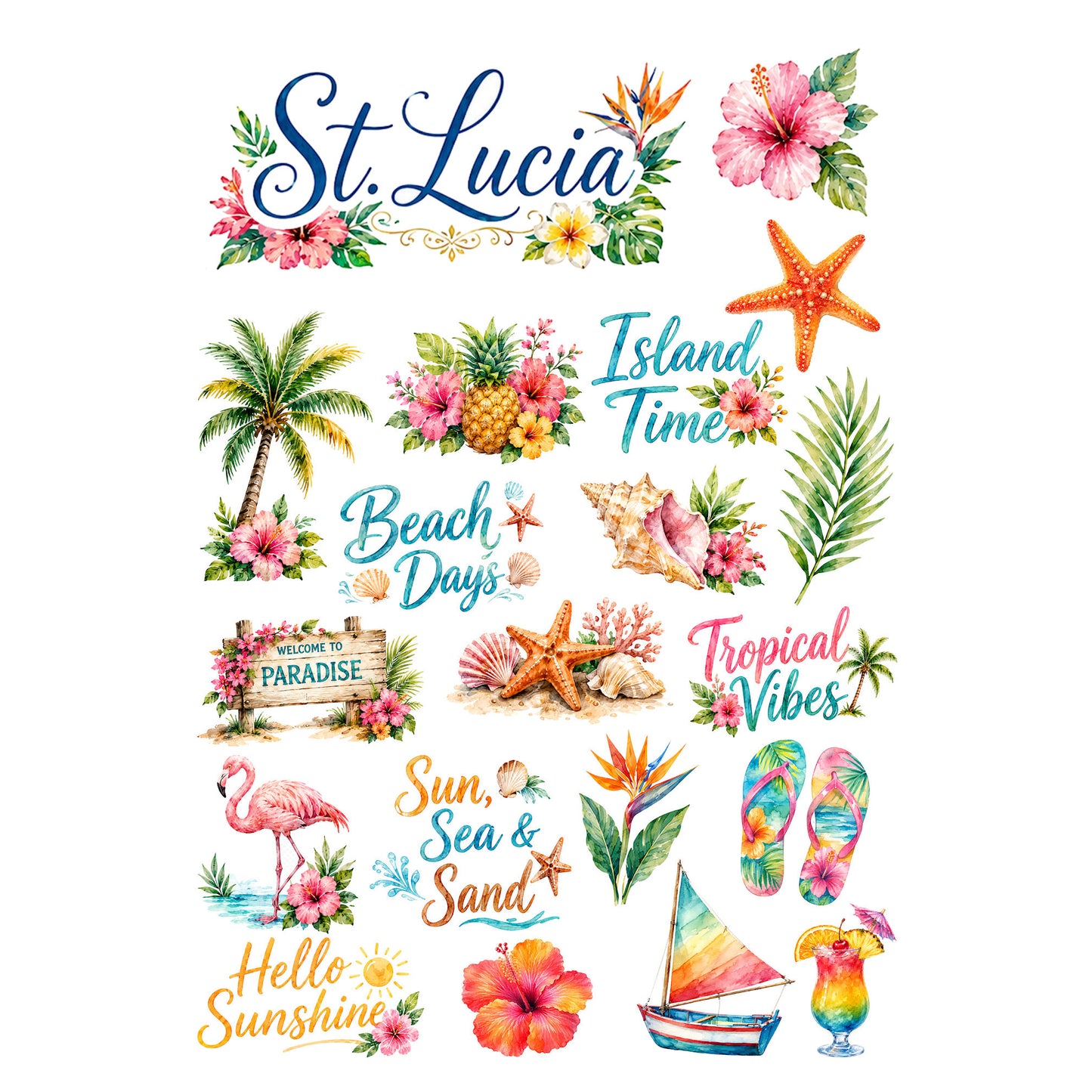 Vacation Vibes Collection St. Lucia Laser Cut Scrapbook Ephemera Embellishments by SSC Designs - 3 Packs