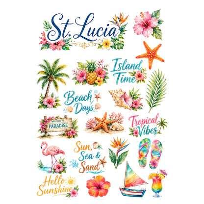 Vacation Vibes Collection St. Lucia Laser Cut Scrapbook Ephemera Embellishments by SSC Designs - 3 Packs
