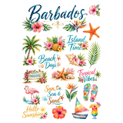 Vacation Vibes Collection Barbados Laser Cut Scrapbook Ephemera Embellishments by SSC Designs - 3 Packs