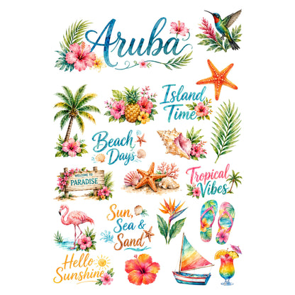 Vacation Vibes Collection Aruba Laser Cut Scrapbook Ephemera Embellishments by SSC Designs - 3 Packs