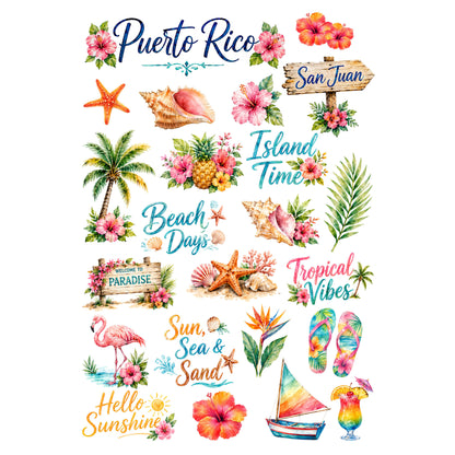 Vacation Vibes Collection Puerto Rico Laser Cut Scrapbook Ephemera Embellishments by SSC Designs - 3 Packs