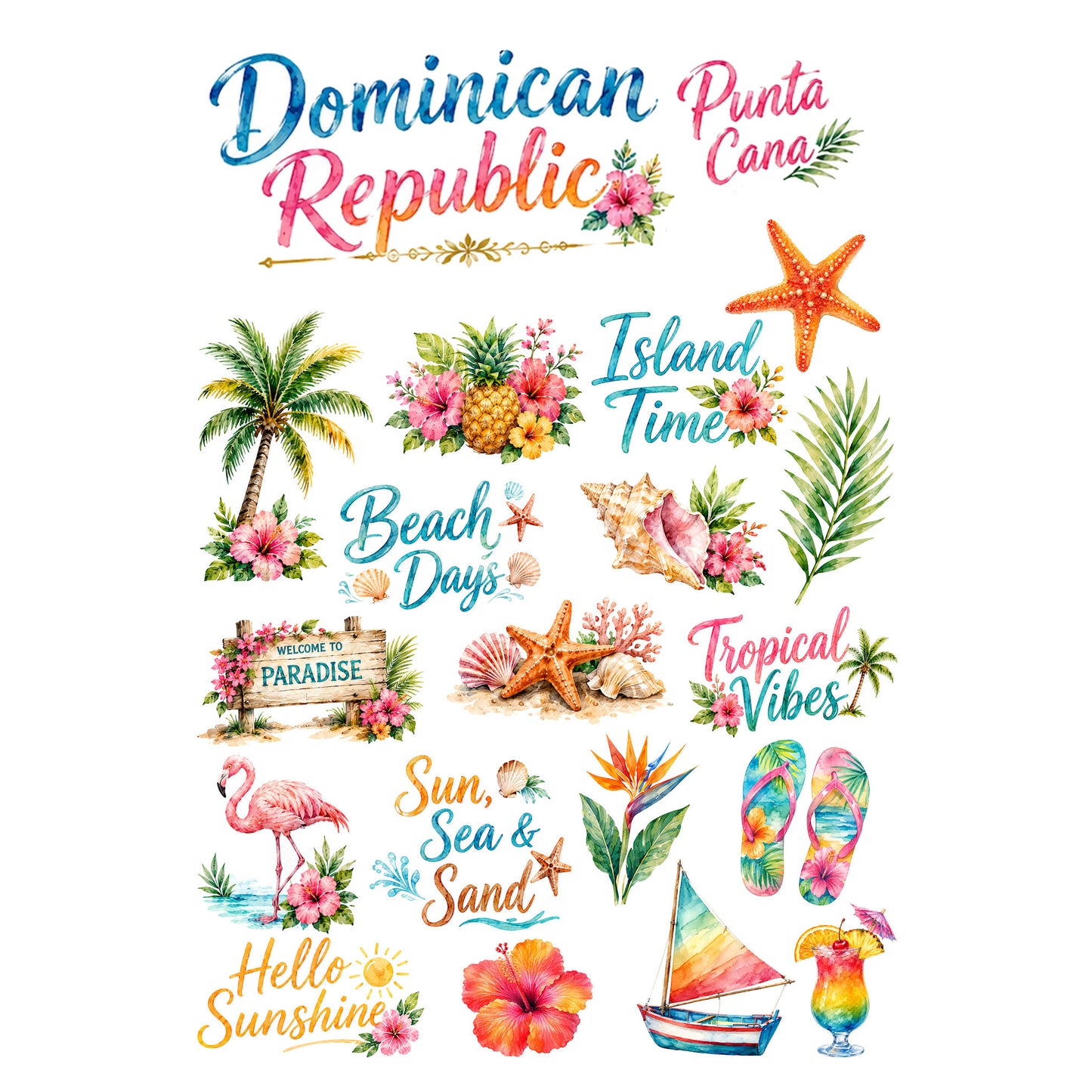 Vacation Vibes Collection Dominican Republic Laser Cut Scrapbook Ephemera Embellishments by SSC Designs - 3 Packs