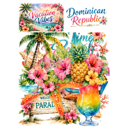 Vacation Vibes Collection Dominican Republic Laser Cut Scrapbook Ephemera Embellishments by SSC Designs - 3 Packs
