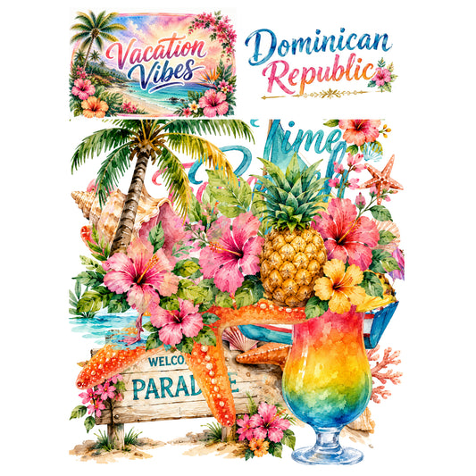 Vacation Vibes Collection Dominican Republic Laser Cut Scrapbook Ephemera Embellishments by SSC Designs - 3 Packs