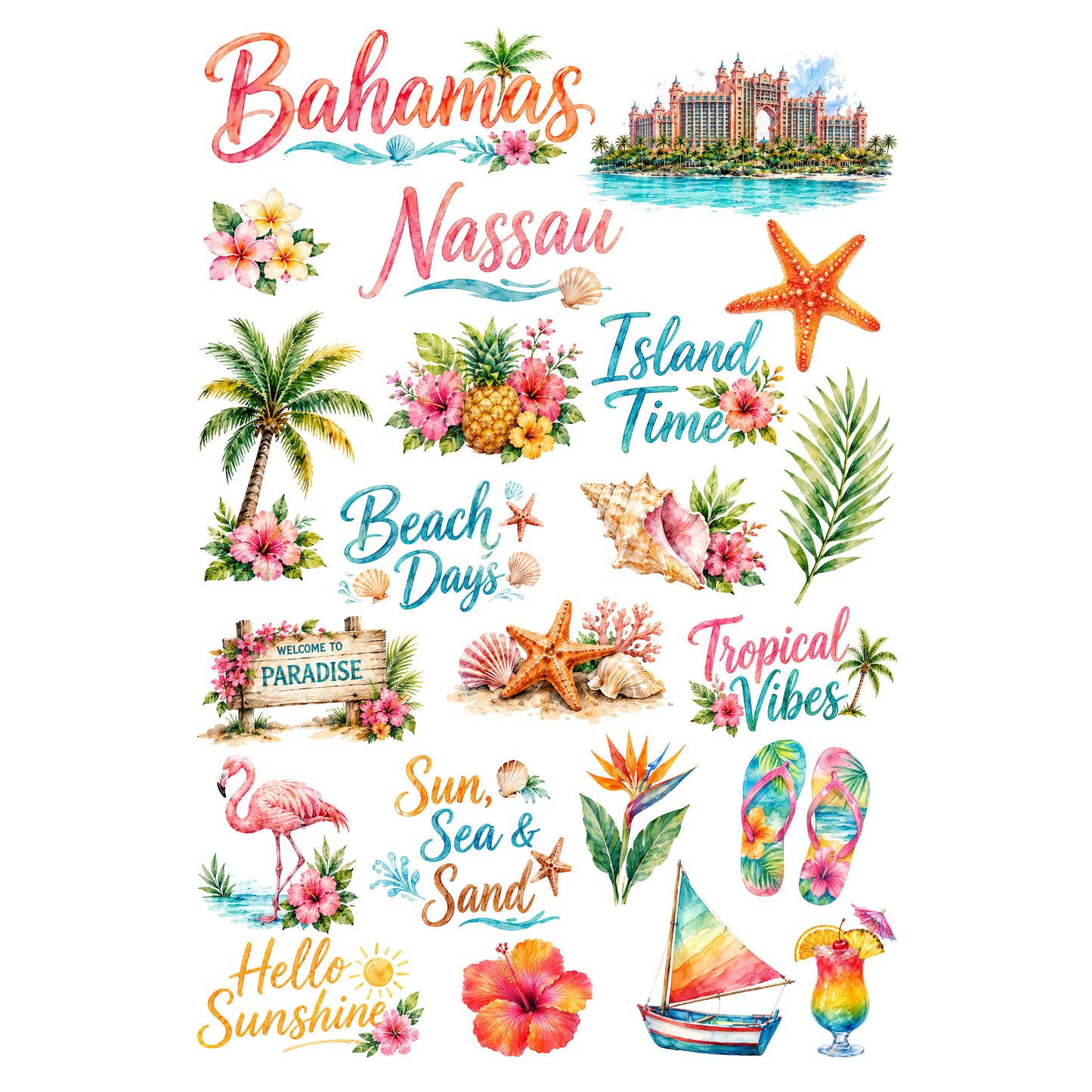 Vacation Vibes Collection Bahamas Laser Cut Scrapbook Ephemera Embellishments by SSC Designs - 3 Packs