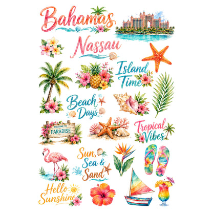 Vacation Vibes Collection Bahamas Laser Cut Scrapbook Ephemera Embellishments by SSC Designs - 3 Packs