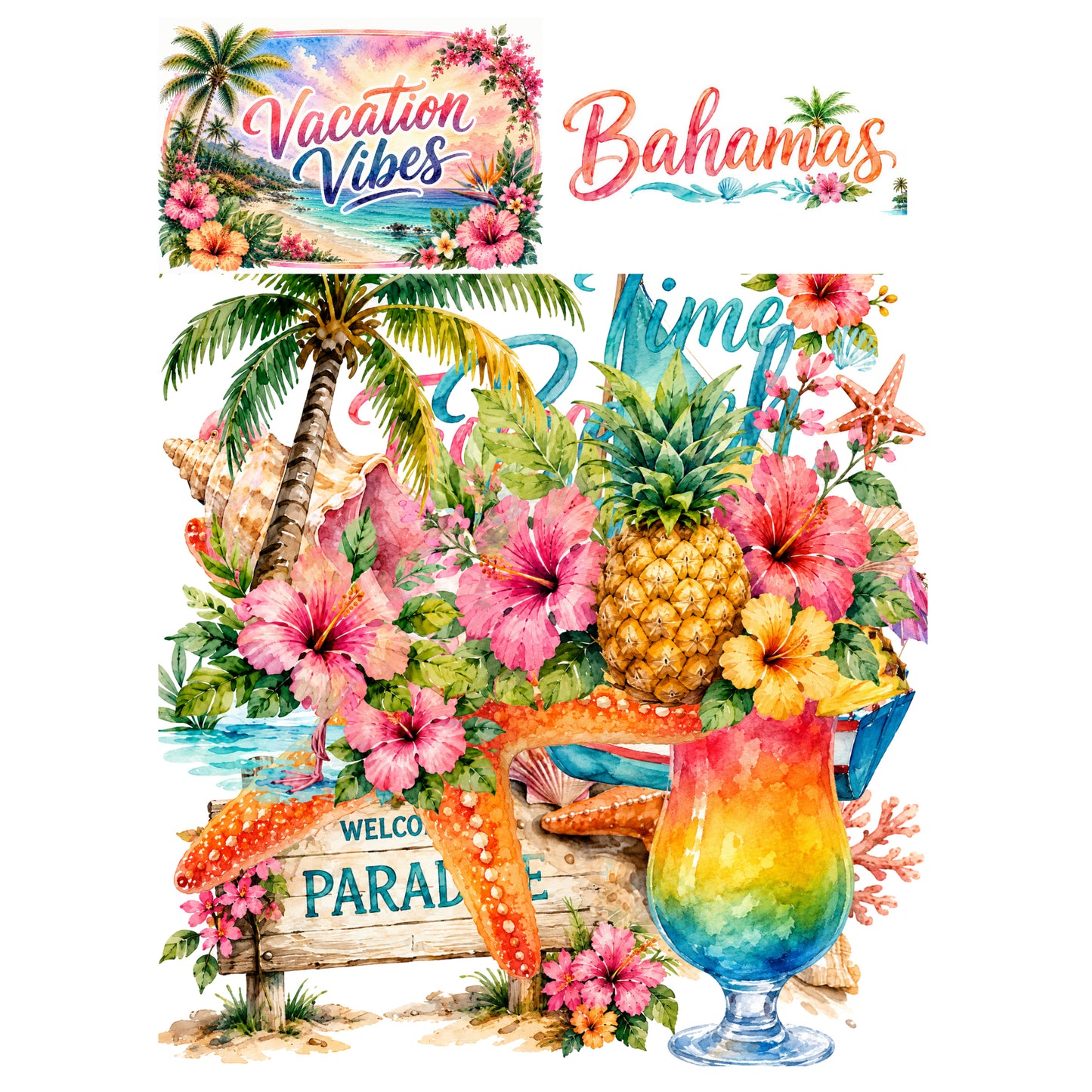 Vacation Vibes Collection Bahamas Laser Cut Scrapbook Ephemera Embellishments by SSC Designs - 3 Packs