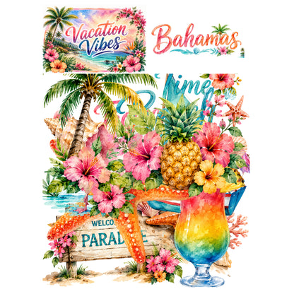 Vacation Vibes Collection Bahamas Laser Cut Scrapbook Ephemera Embellishments by SSC Designs - 3 Packs