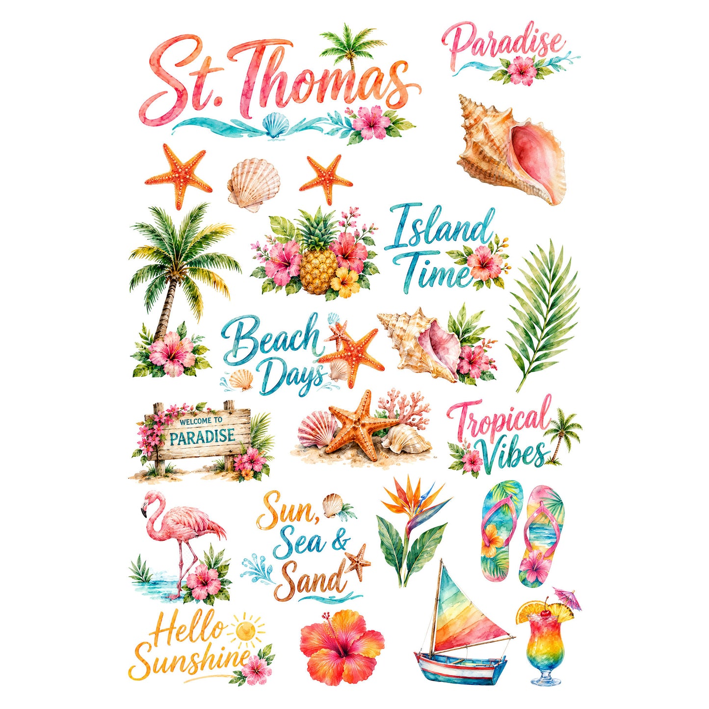 Vacation Vibes Collection St. Thomas Laser Cut Scrapbook Ephemera Embellishments by SSC Designs - 3 Packs