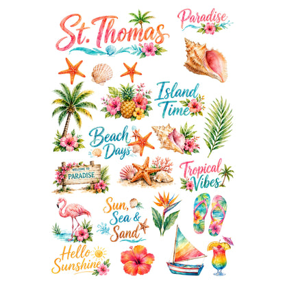 Vacation Vibes Collection St. Thomas Laser Cut Scrapbook Ephemera Embellishments by SSC Designs - 3 Packs