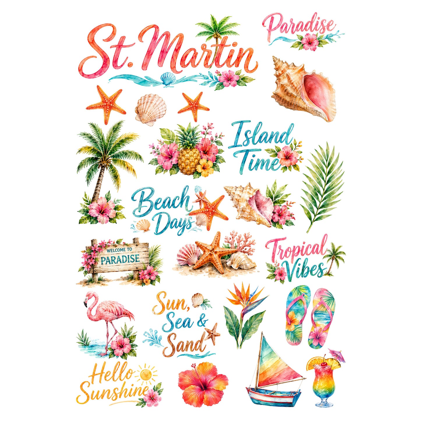 Vacation Vibes Collection St. Martin Laser Cut Scrapbook Ephemera Embellishments by SSC Designs - 3 Packs