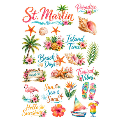 Vacation Vibes Collection St. Martin Laser Cut Scrapbook Ephemera Embellishments by SSC Designs - 3 Packs