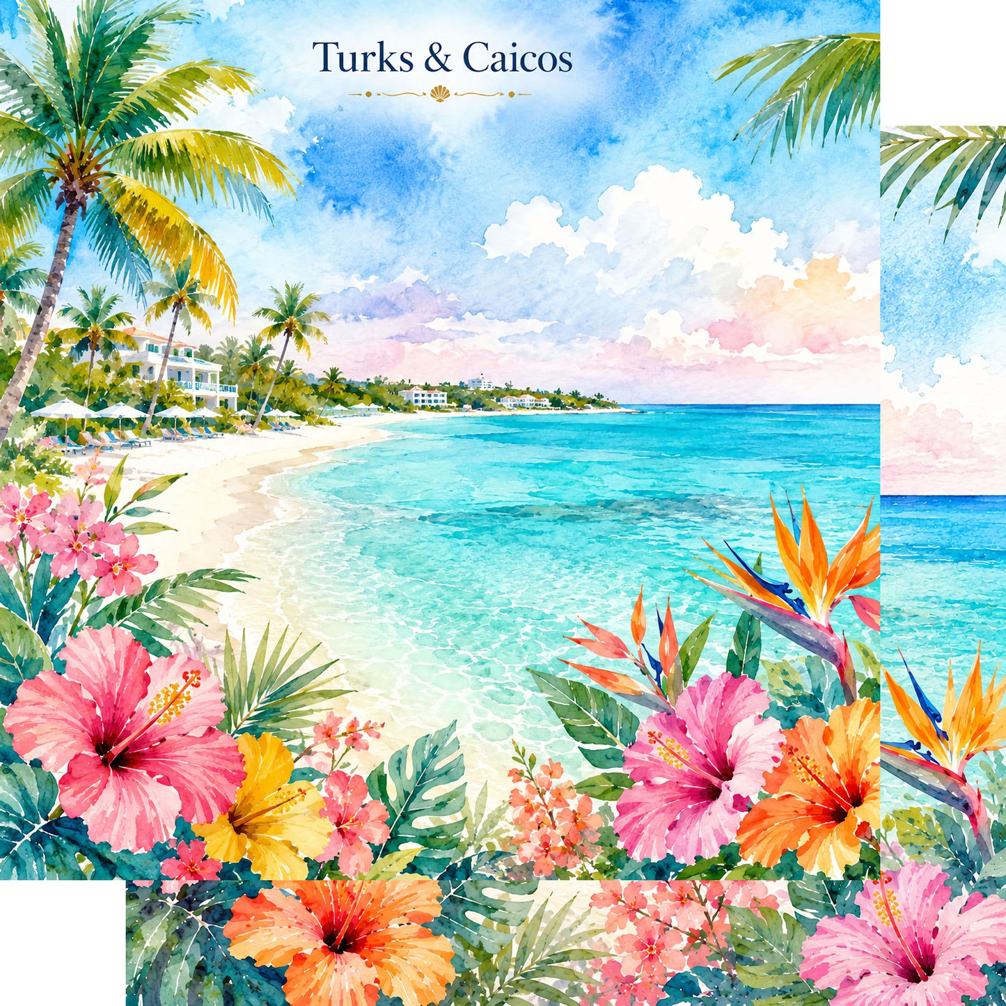 Vacation Vibes Collection Turks and Caicos 12 x 12 Double-Sided Scrapbook Paper by SSC Designs - 15 Pack