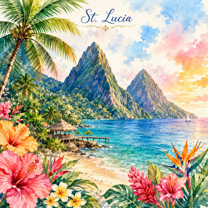 Vacation Vibes Collection St. Lucia Memories 12 x 12 Double-Sided Scrapbook Paper by SSC Designs - 15 Pack