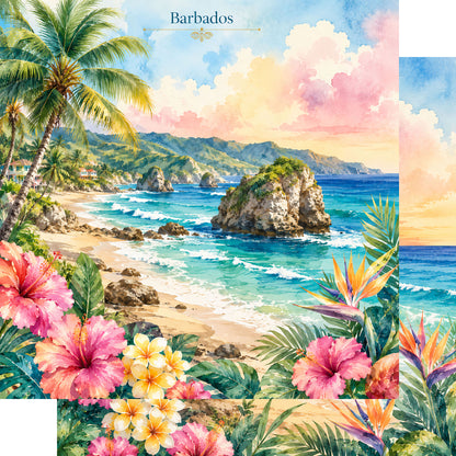 Vacation Vibes Collection Barbadoes Beaches 12 x 12 Double-Sided Scrapbook Paper by SSC Designs - 15 Pack