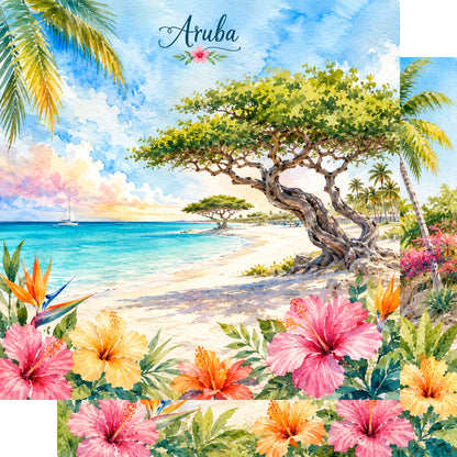 Vacation Vibes Collection Aruba Adventures 12 x 12 Double-Sided Scrapbook Paper by SSC Designs - 15 Pack