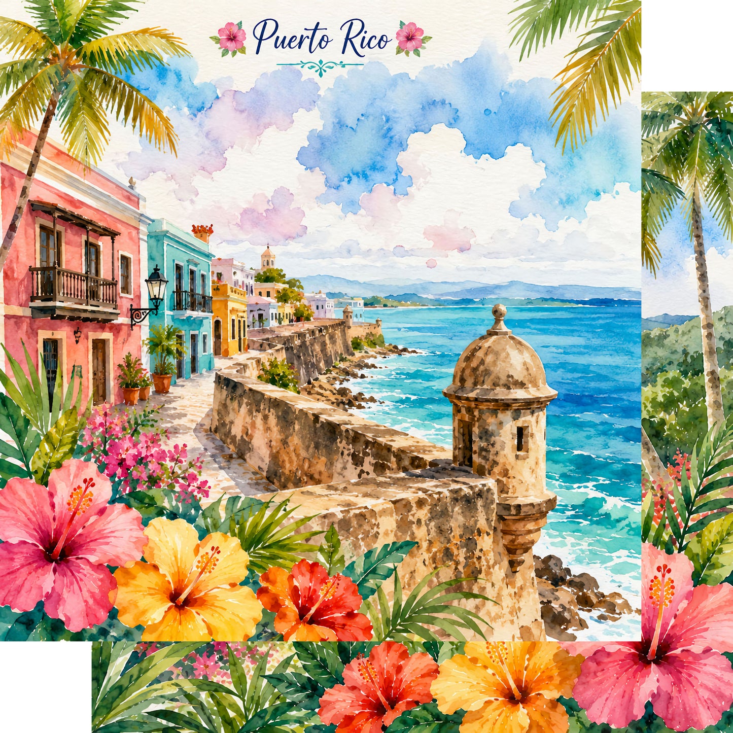 Vacation Vibes Collection Puerto Rico Paradise 12 x 12 Double-Sided Scrapbook Paper by SSC Designs - 15 Pack