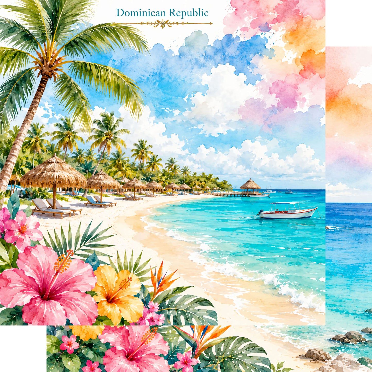 Vacation Vibes Collection Dominican Republic Escape 12 x 12 Double-Sided Scrapbook Paper by SSC Designs - 15 Pack
