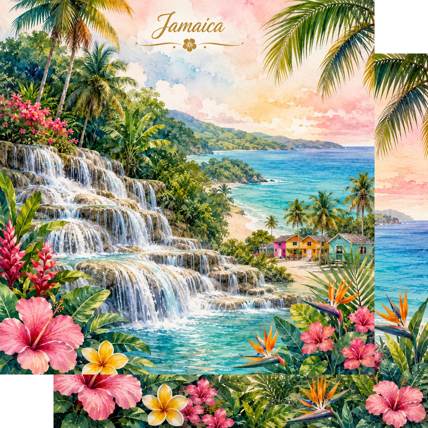 Vacation Vibes Collection Jamaica Vacation 12 x 12 Double-Sided Scrapbook Paper by SSC Designs - 15 Pack
