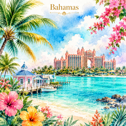 Vacation Vibes Collection Beautiful Bahamas 12 x 12 Double-Sided Scrapbook Paper by SSC Designs - 15 Pack