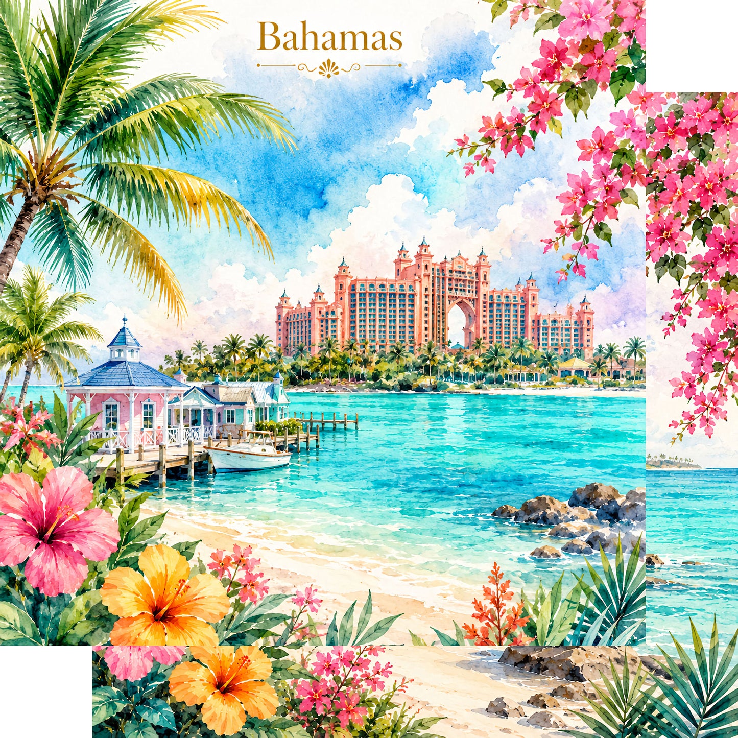 Vacation Vibes Collection Beautiful Bahamas 12 x 12 Double-Sided Scrapbook Paper by SSC Designs - 15 Pack