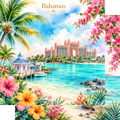 Vacation Vibes Collection Beautiful Bahamas 12 x 12 Double-Sided Scrapbook Paper by SSC Designs - 15 Pack