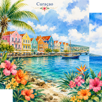 Vacation Vibes Collection Curacao Getaway 12 x 12 Double-Sided Scrapbook Paper by SSC Designs - 15 Pack