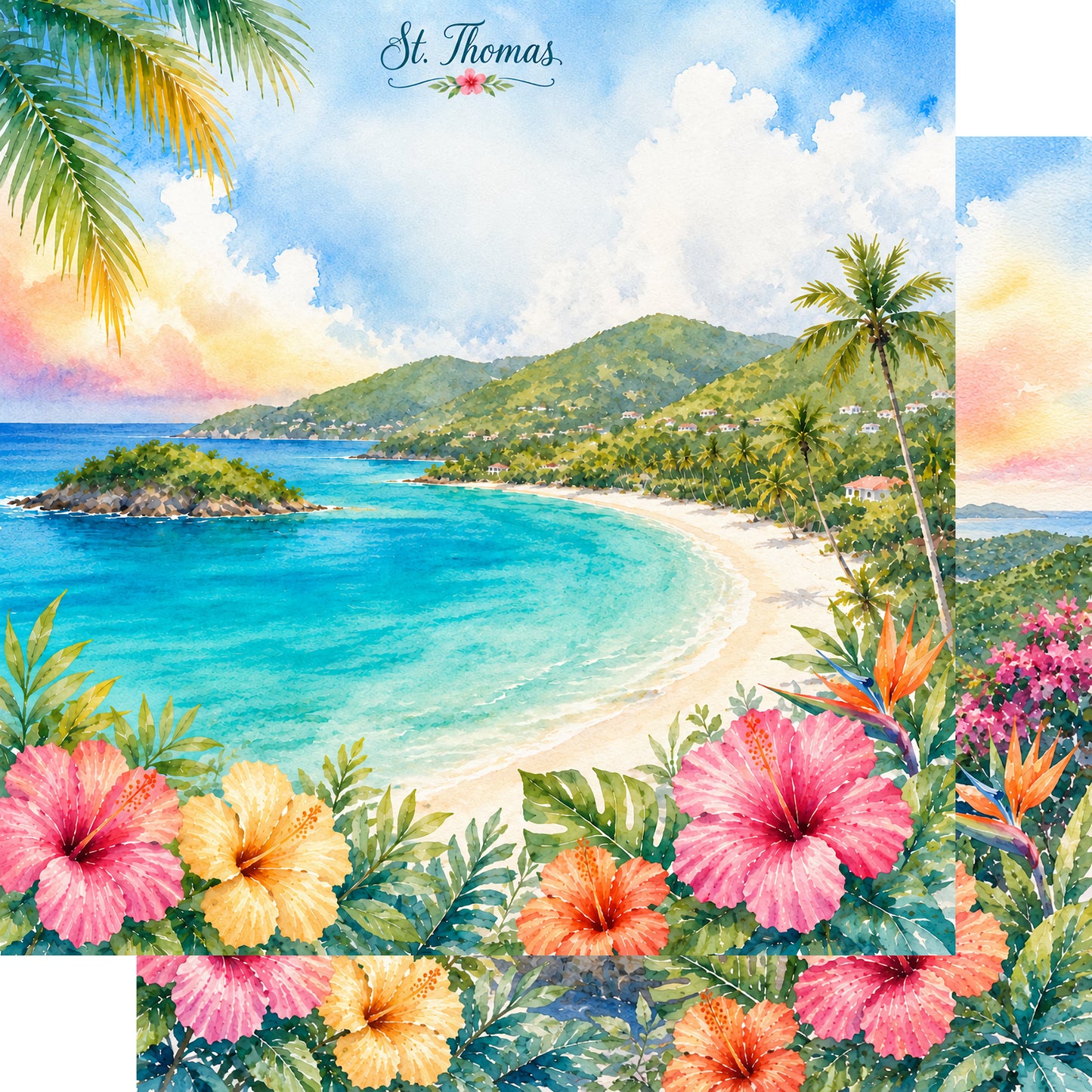 Vacation Vibes Collection St. Thomas Adventures 12 x 12 Double-Sided Scrapbook Paper by SSC Designs - 15 Pack