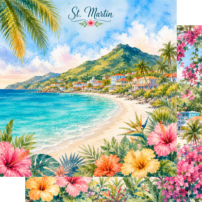 Vacation Vibes Collection St. Martin Memories 12 x 12 Double-Sided Scrapbook Paper by SSC Designs - 15 Pack