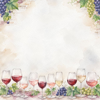 Vineyard Collection Wine Line 12 x 12 Double-Sided Scrapbook Paper by SSC Designs - 15 Pack