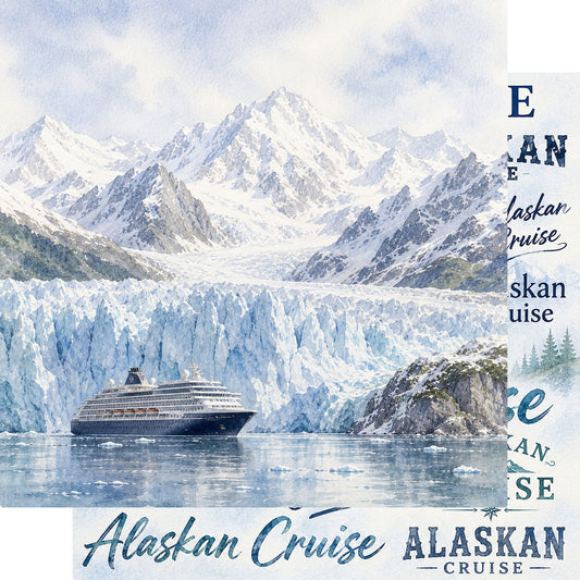 Watercolor Alaska Collection Alaskan Cruise 12 x 12 Double-Sided Scrapbook Paper by SSC Designs