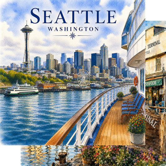 Watercolor Alaska Collection Seattle 12 x 12 Double-Sided Scrapbook Paper by SSC Designs