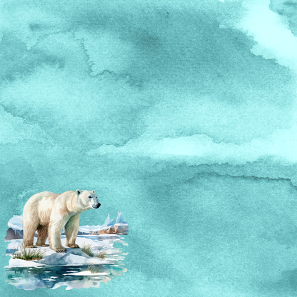 Watercolor Wildlife Collection Polar Bear 12 x 12 Double-Sided Scrapbook Paper by SSC Designs - 15 Pack