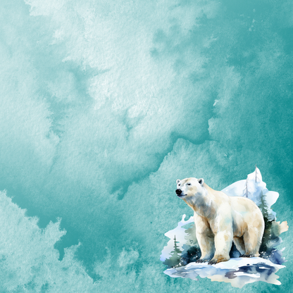 Watercolor Wildlife Collection Polar Bear 12 x 12 Double-Sided Scrapbook Paper by SSC Designs - 15 Pack