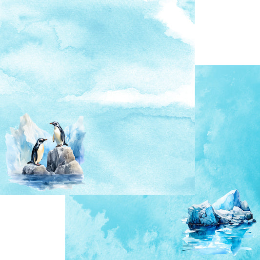 Watercolor Wildlife Collection Penguin 12 x 12 Double-Sided Scrapbook Paper by SSC Designs - 15 Pack