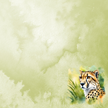 Watercolor Wildlife Collection Cheetah 12 x 12 Double-Sided Scrapbook Paper by SSC Designs - 15 Pack