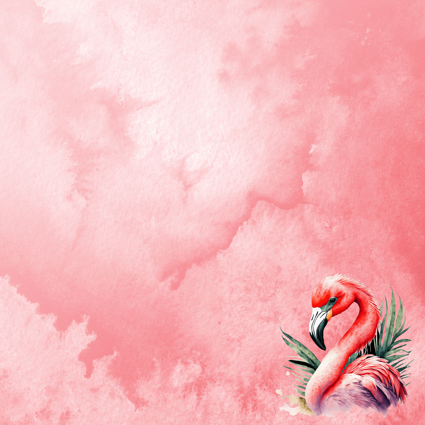 Watercolor Wildlife Collection Flamingo 12 x 12 Double-Sided Scrapbook Paper by SSC Designs - 15 Pack