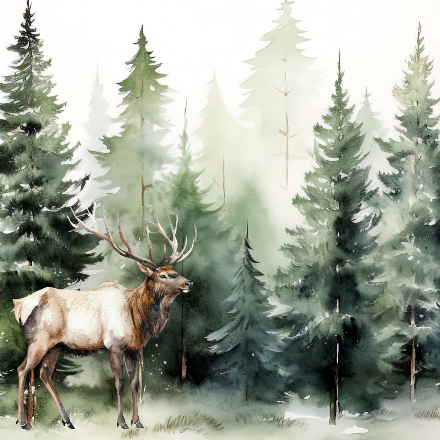 Watercolor Wildlife Collection Elk 12 x 12 Double-Sided Scrapbook Paper by SSC Designs - 15 Pack