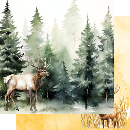 Watercolor Wildlife Collection Elk 12 x 12 Double-Sided Scrapbook Paper by SSC Designs - 15 Pack