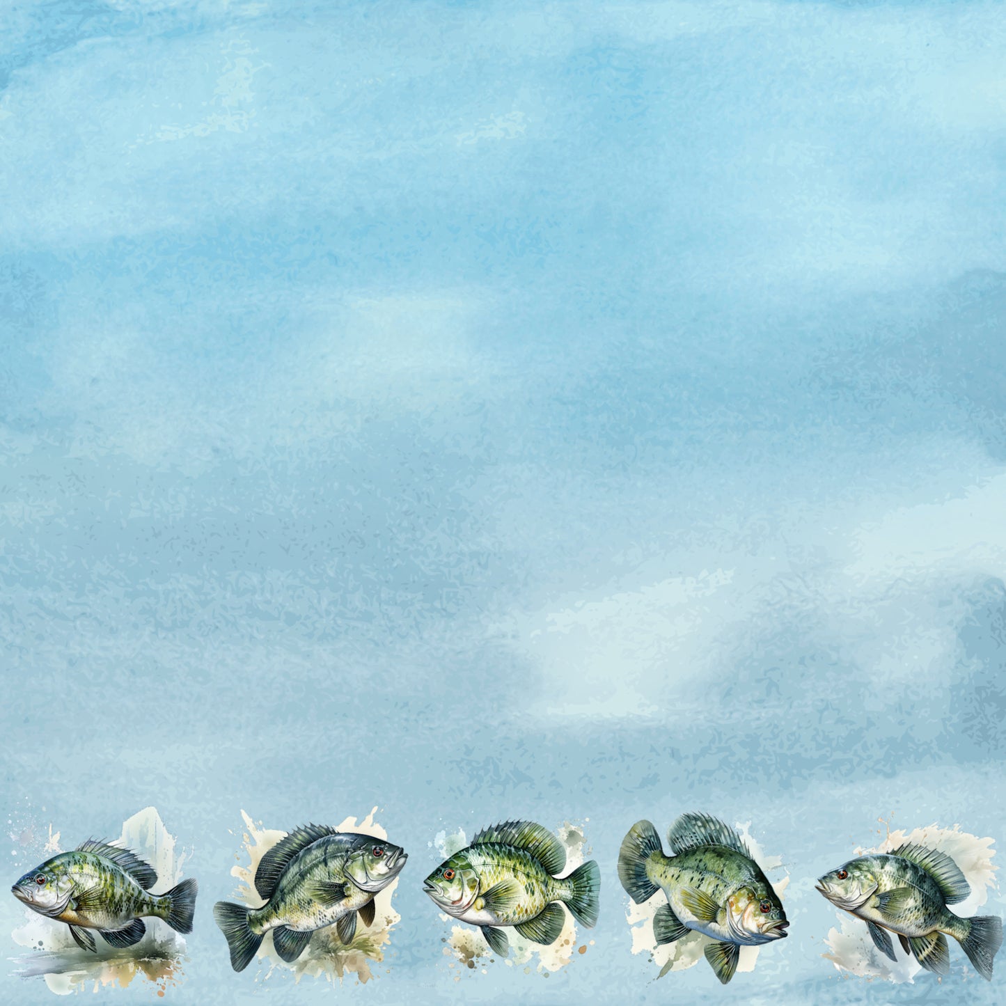 Watercolor Wildlife Collection Crappie Fishing 12 x 12 Double-Sided Scrapbook Paper by SSC Designs - 15 Pack (Copy)