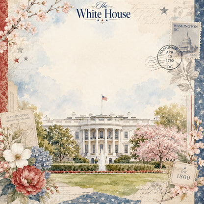 Washington, DC Collection The White House 12 x 12 Double-Sided Scrapbook Paper by SSC Designs - 15 Pack