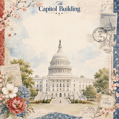 Washington, DC Collection The Capitol Building 12 x 12 Double-Sided Scrapbook Paper by SSC Designs - 15 Pack