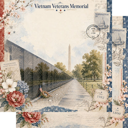 Washington, DC Collection Vietnam Veterans Memorial 12 x 12 Double-Sided Scrapbook Paper by SSC Designs - 15 Pack