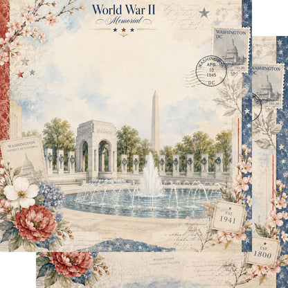 Washington, DC Collection World War II 12 x 12 Double-Sided Scrapbook Paper by SSC Designs - 15 Pack