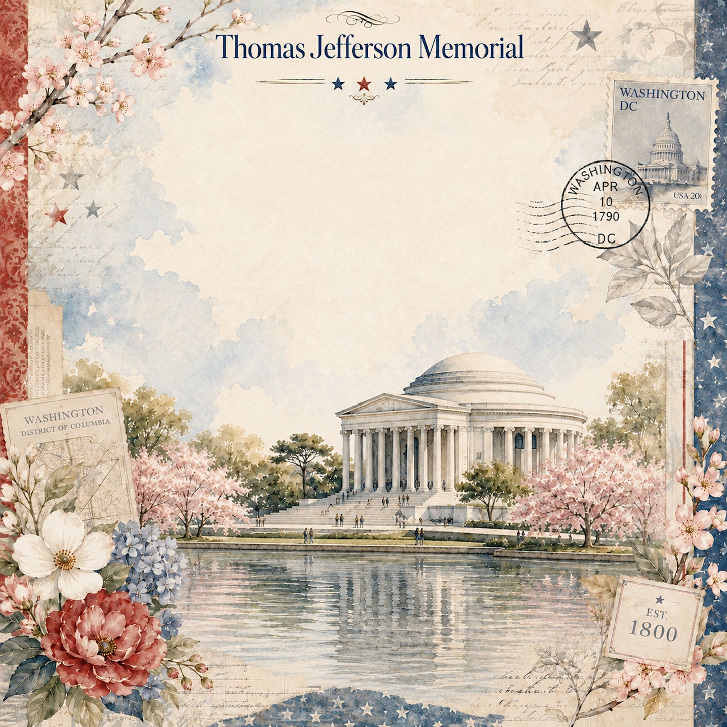 Washington, DC Collection Thomas Jefferson 12 x 12 Double-Sided Scrapbook Paper by SSC Designs - 15 Pack