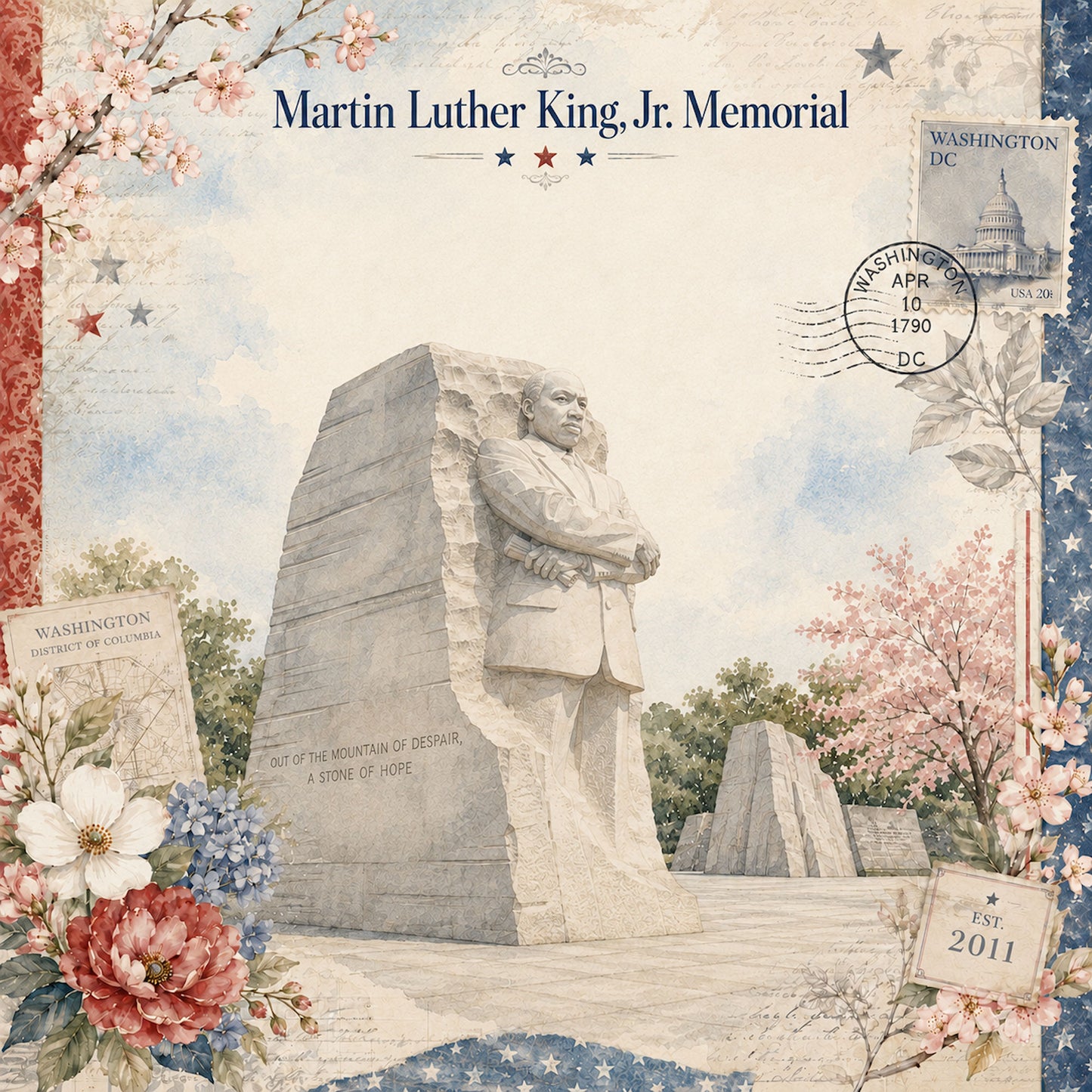 Washington, DC Collection Martin Luther King Jr. 12 x 12 Double-Sided Scrapbook Paper by SSC Designs - 15 Pack