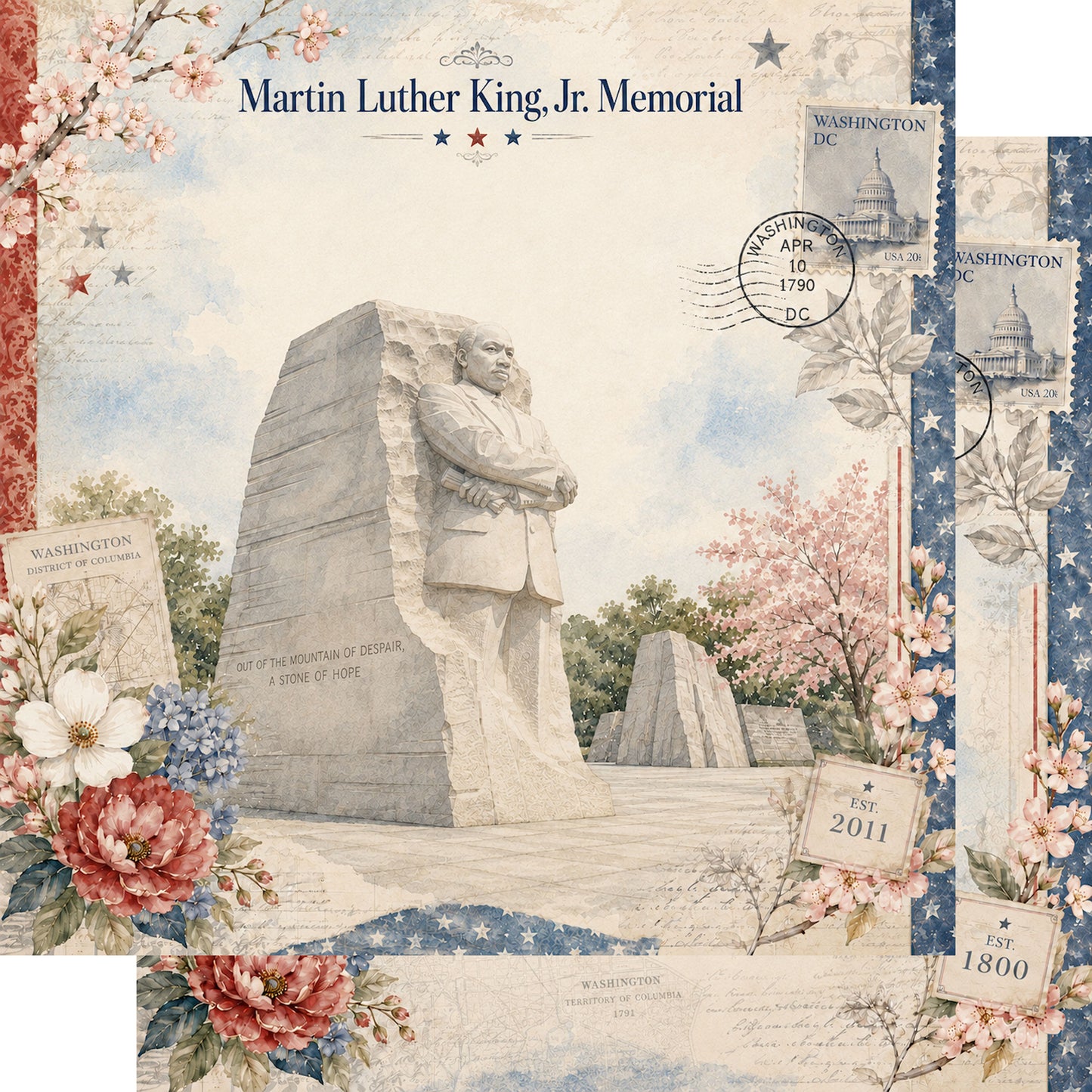 Washington, DC Collection Martin Luther King Jr. 12 x 12 Double-Sided Scrapbook Paper by SSC Designs - 15 Pack