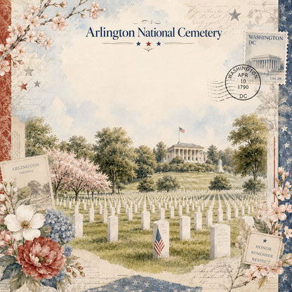 Washington, DC Collection Arlington National Cemetery 12 x 12 Double-Sided Scrapbook Paper by SSC Designs - 15 Pack